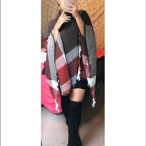 Plaid poncho